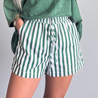 Green & White Striped Shorts