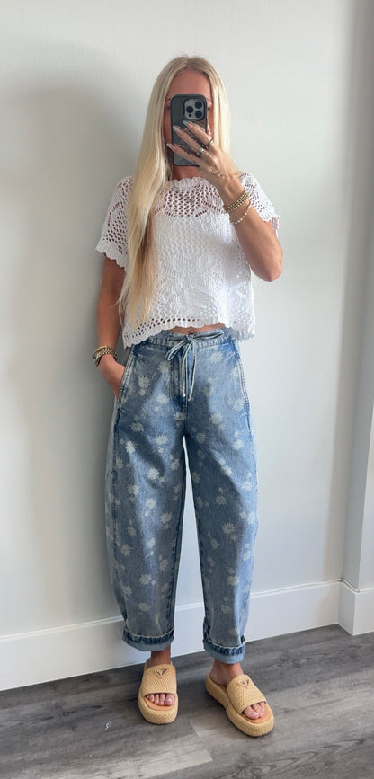 Floral Barrel Jeans