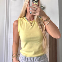 Lemon Day Ribbed Tank Top