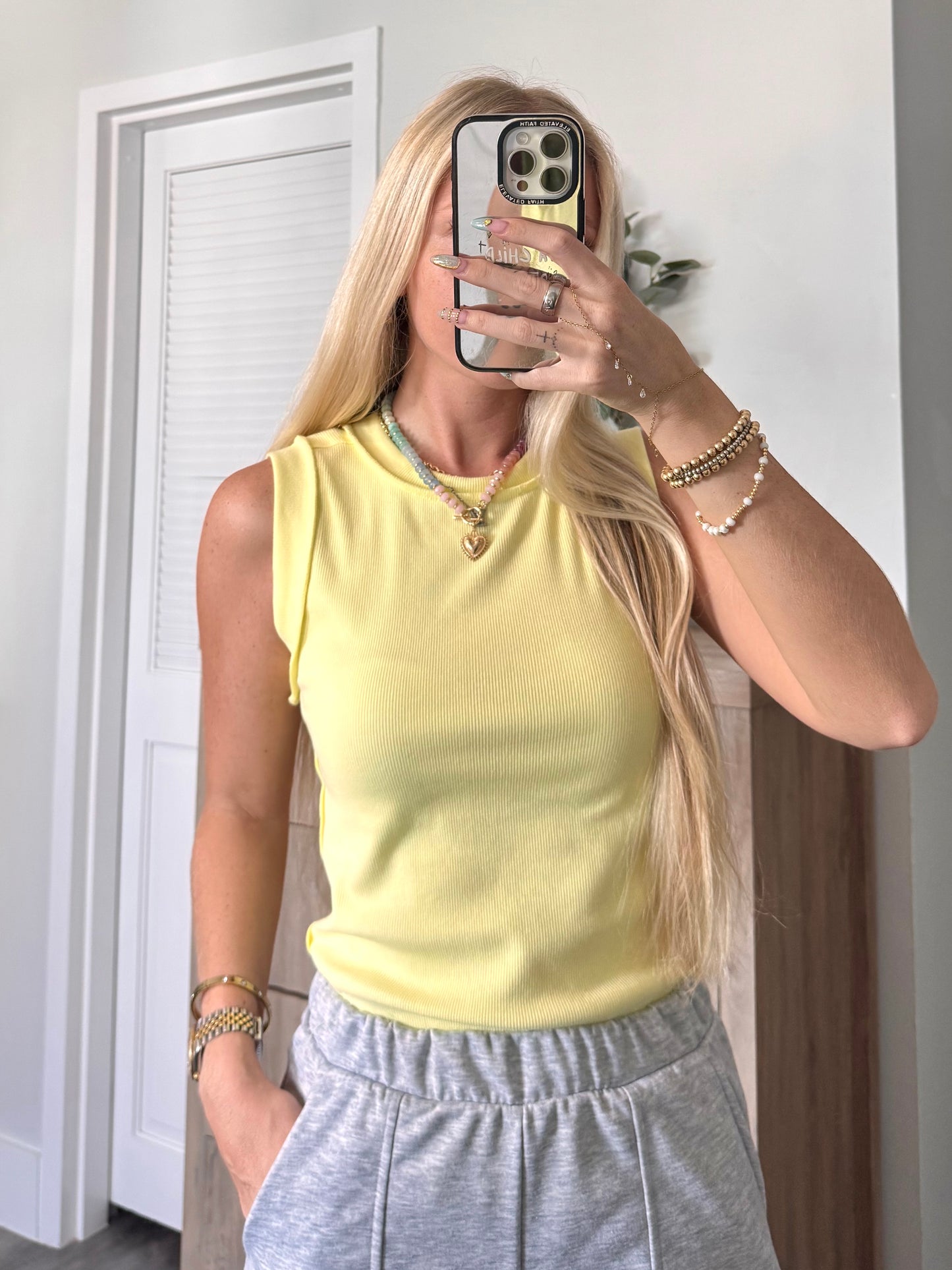 Lemon Day Ribbed Tank Top