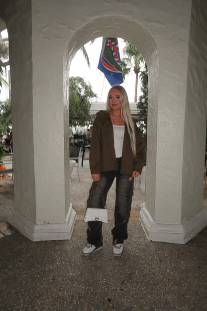 Olive Corduroy Collar Jacket