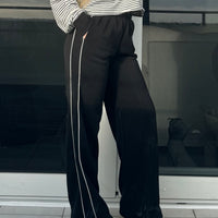 Black with White Piping Sweatpants
