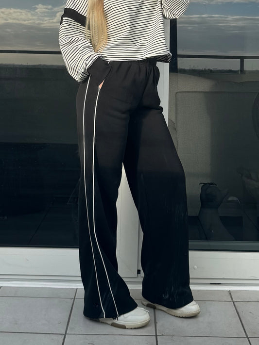 Black with White Piping Sweatpants