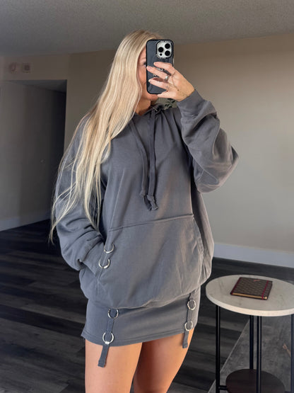 Metal Ring Grey Skort Set