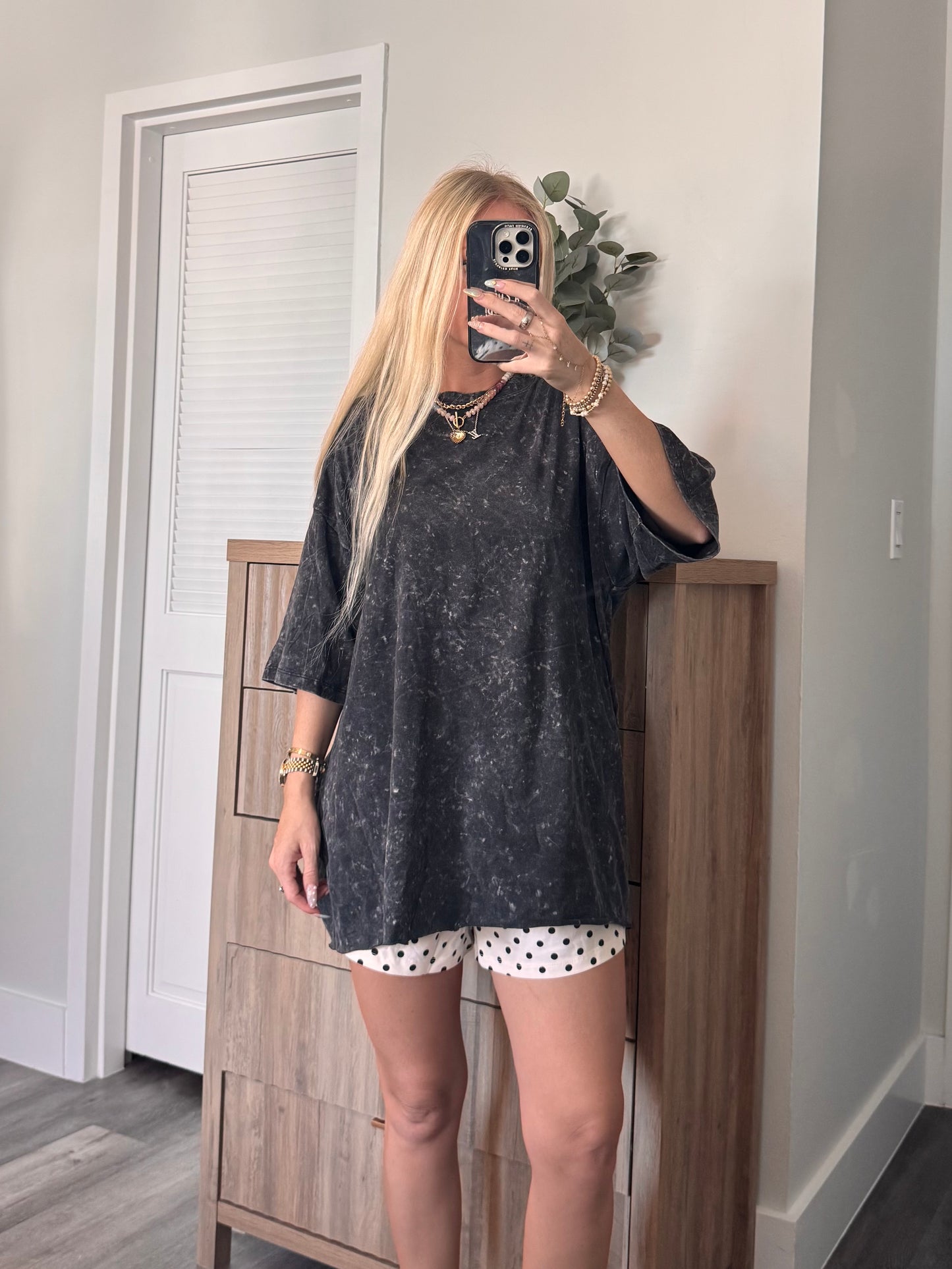 Oversized Washed Raw Hem Tee