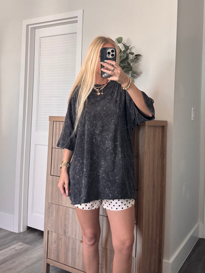 Oversized Washed Raw Hem Tee