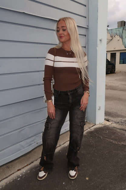 Brown Knit Long Sleeve