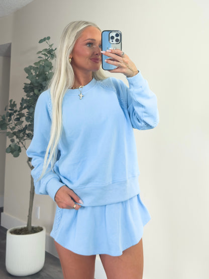 Blue Crochet Skort Set
