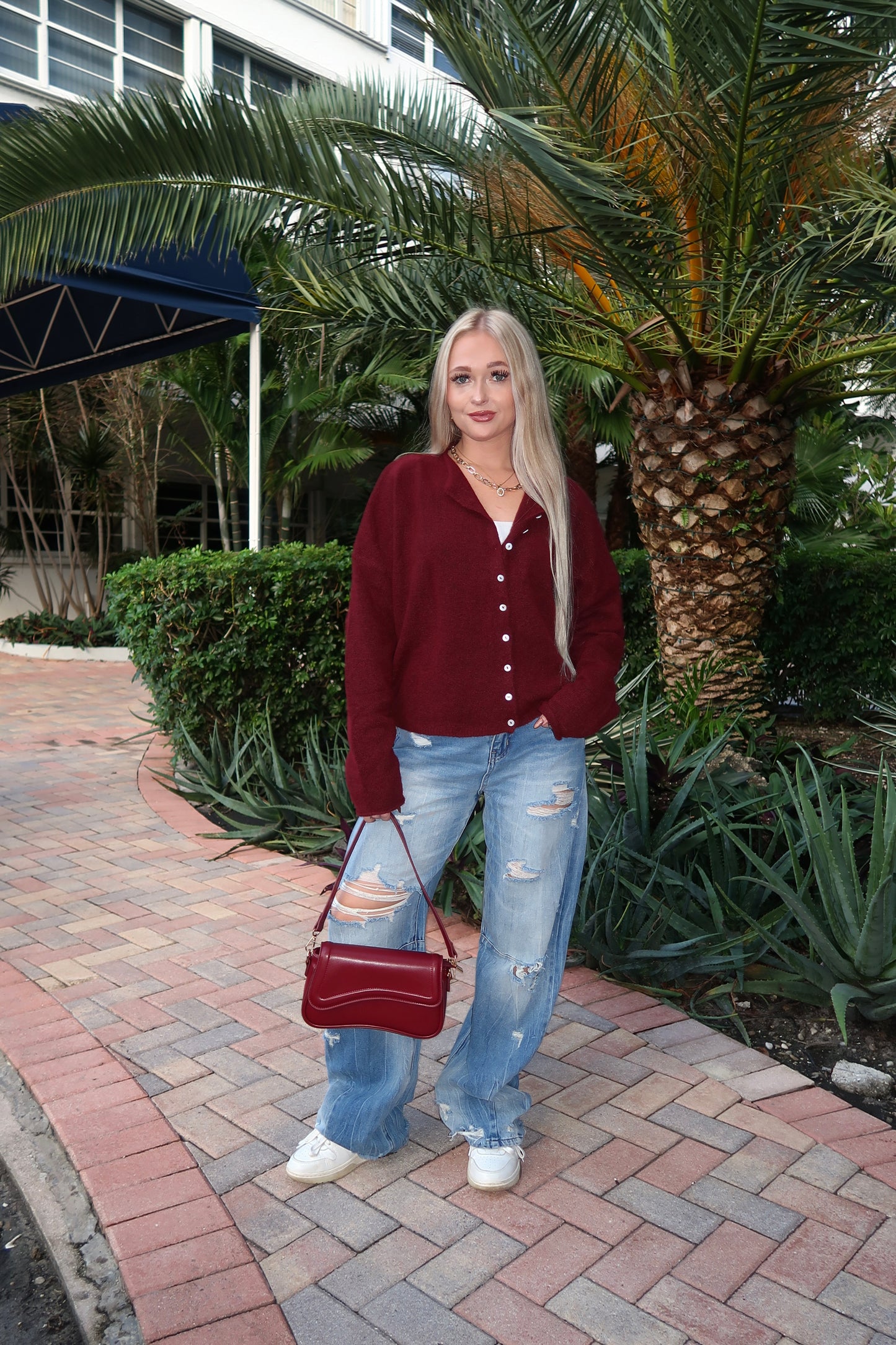 Alexa Cardigan- Wine