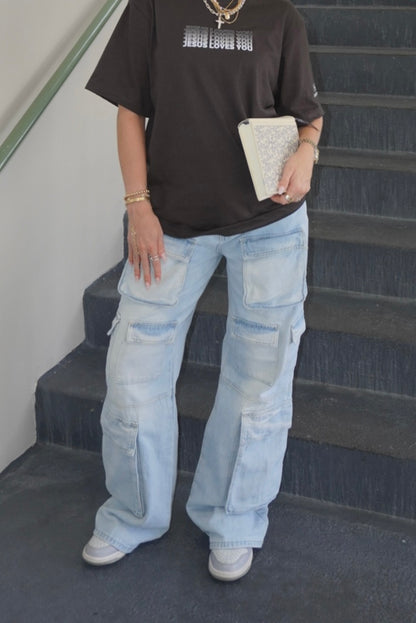 Multi Pocket Cargos- Blue