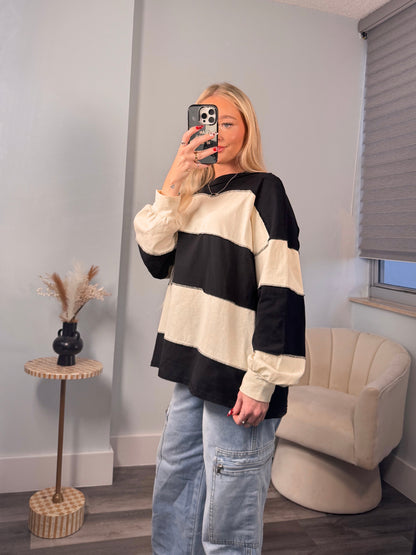 Cream/ Black Oversized Long Sleeve