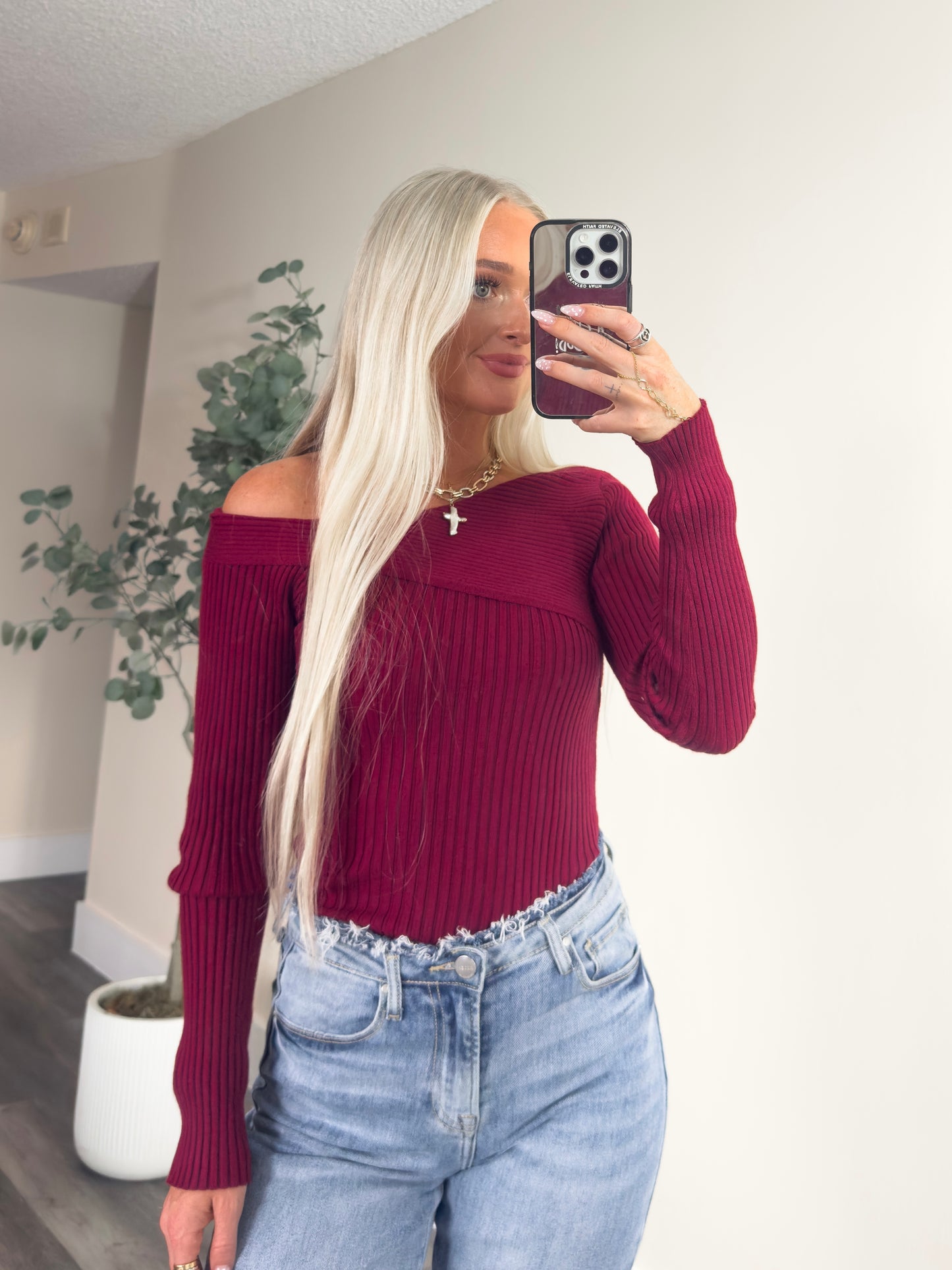 McKenna Knit Long Sleeve- Wine