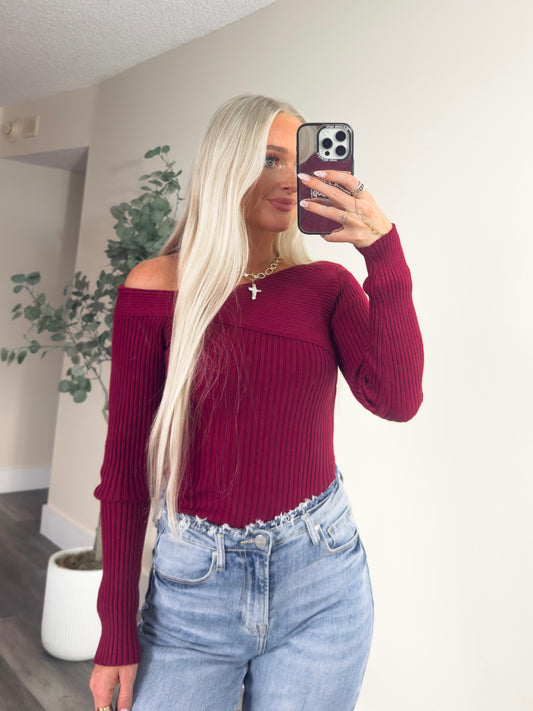 McKenna Knit Long Sleeve- Wine