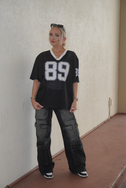 Multi Pocket Black Cargo Jeans