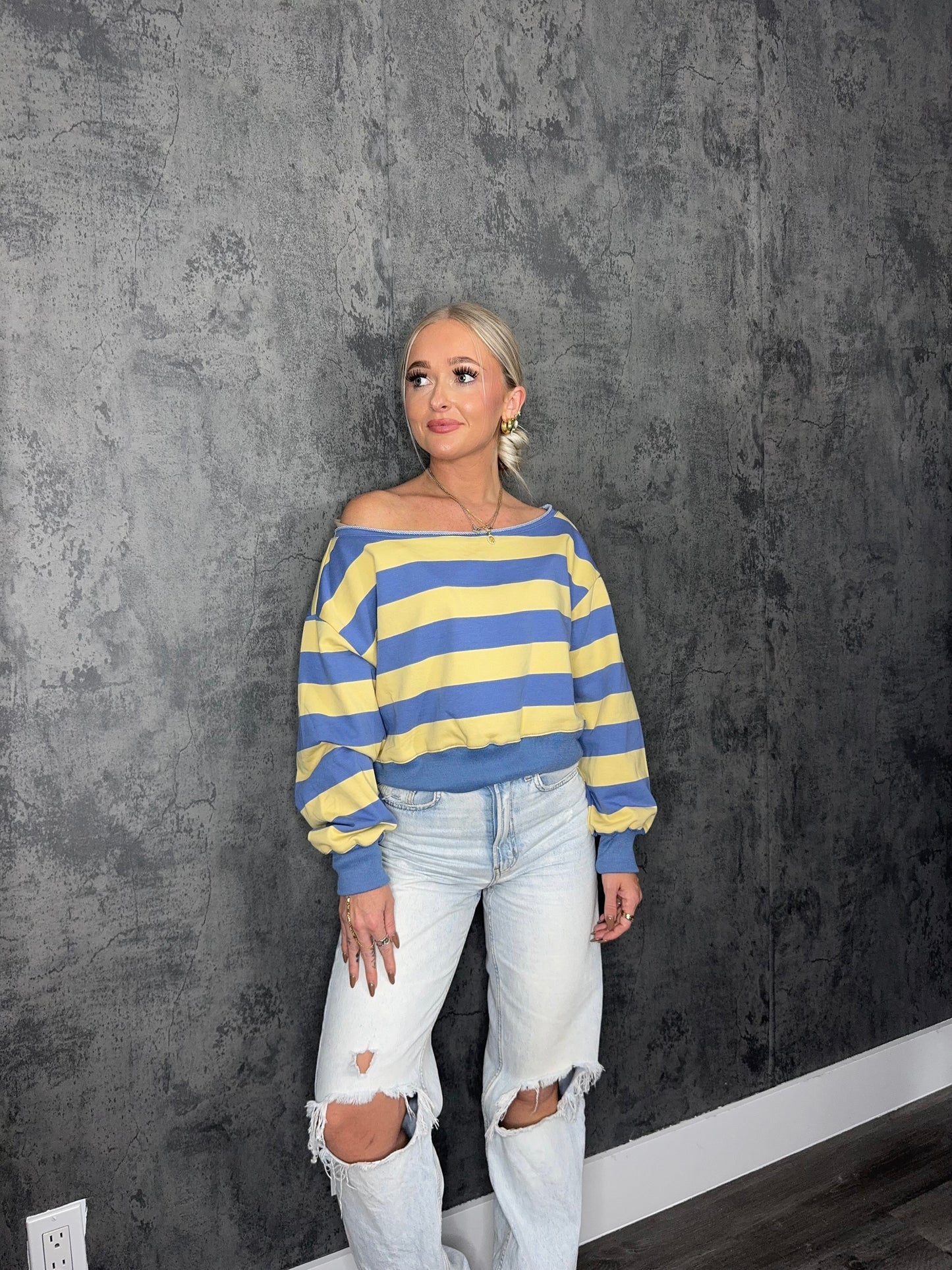 Blue & Yellow Striped Pullover