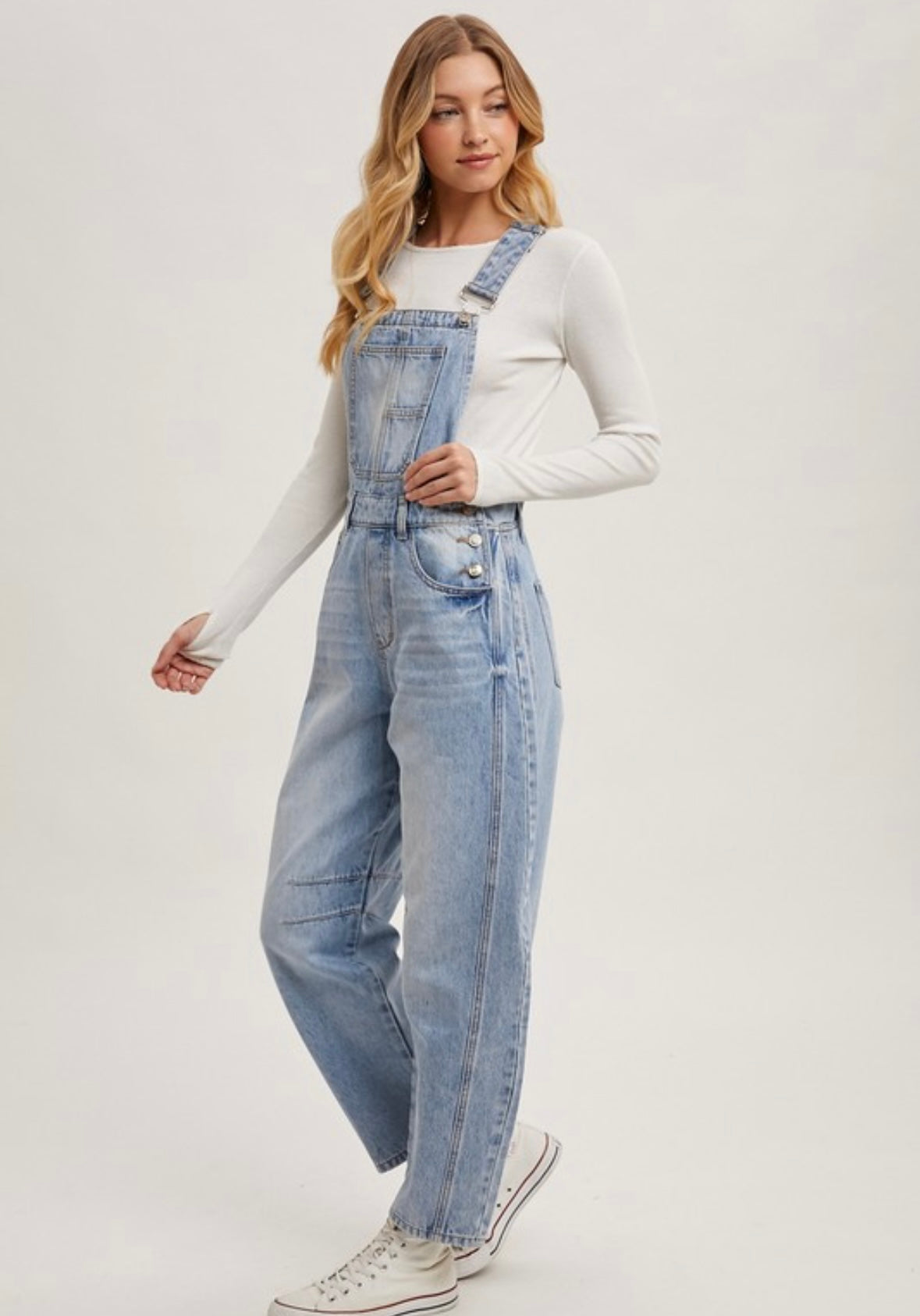 Denim Barrel Overalls