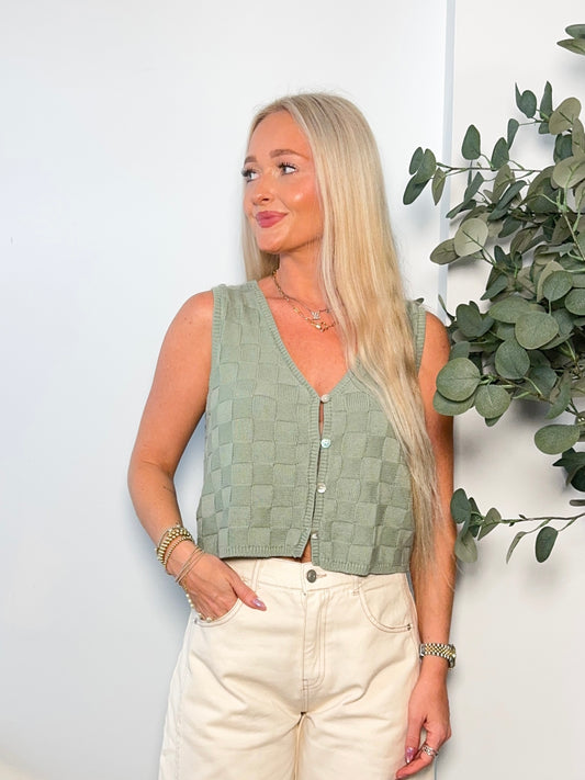 Buttoned in Sage Top