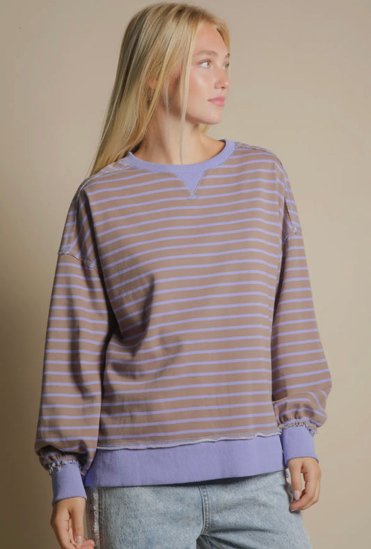 Brown/ purple stripe pullover
