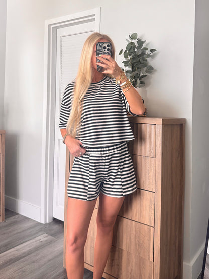 Palm Springs Striped Set- Black