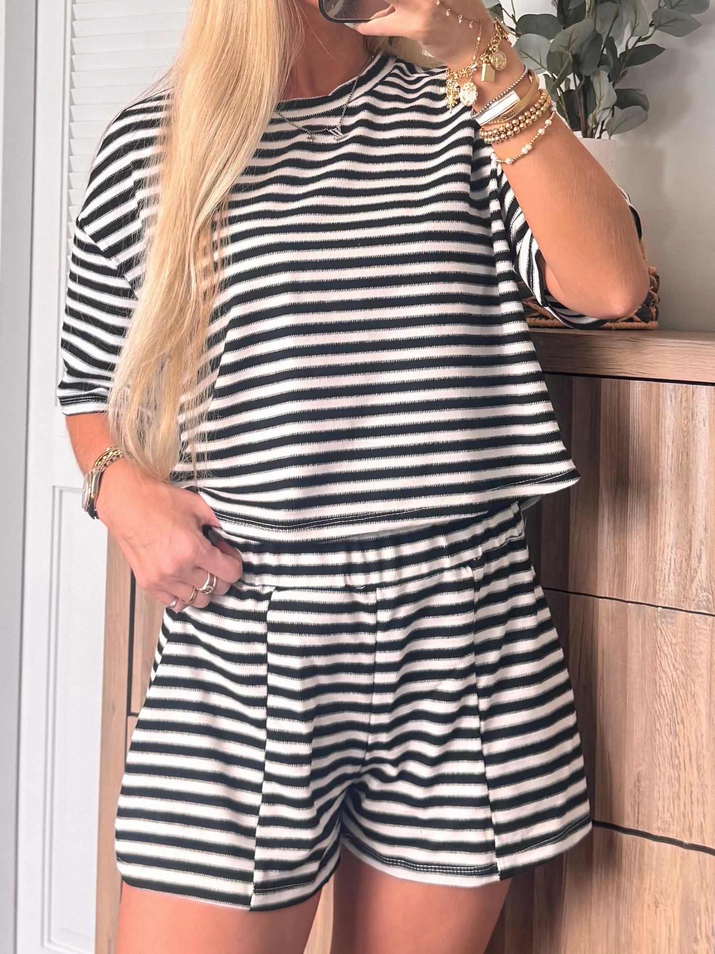 Palm Springs Striped Set- Black