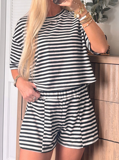 Palm Springs Striped Set- Black