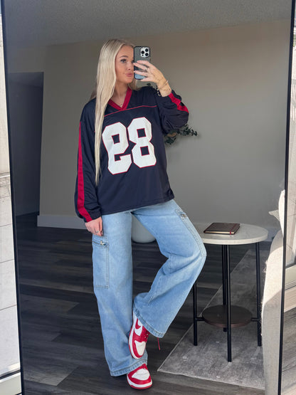 89 Red/ Navy Long Sleeve Jersey