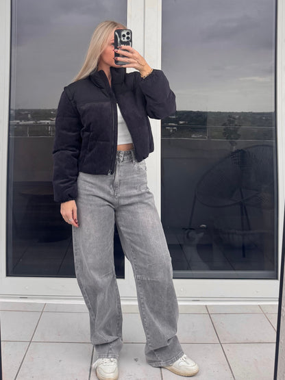 Black Corduroy Puffer Jacket