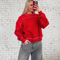 Red with White Stitch Sweatshirt