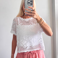 White Crochet Top
