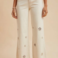 White Cut Out Eyelet Jeans