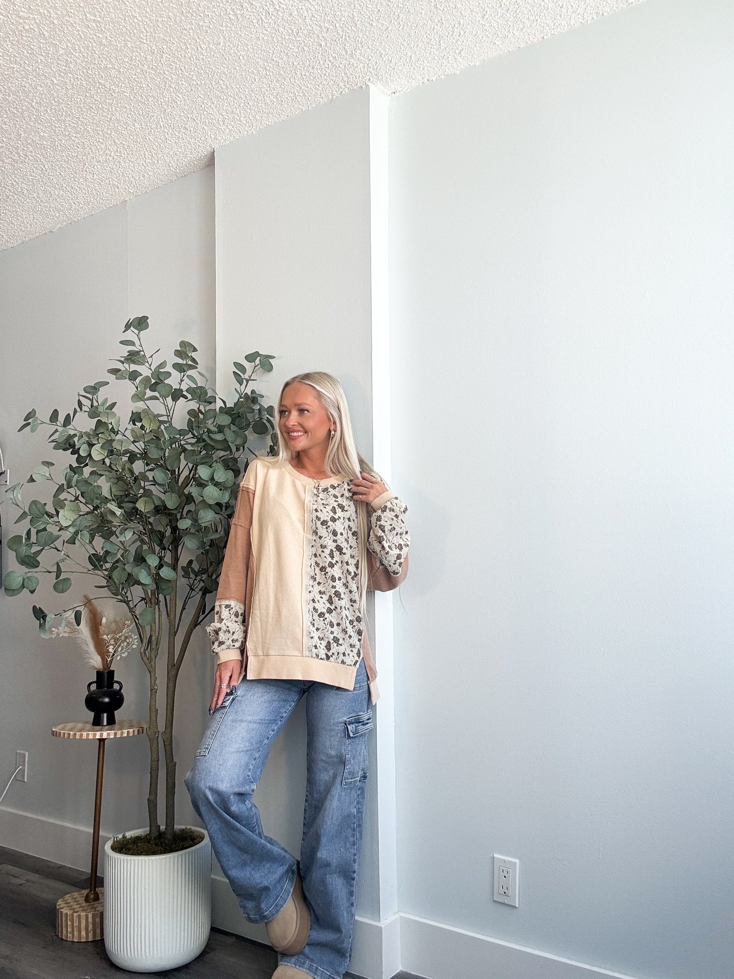 Coffee Club Floral Waffle Top