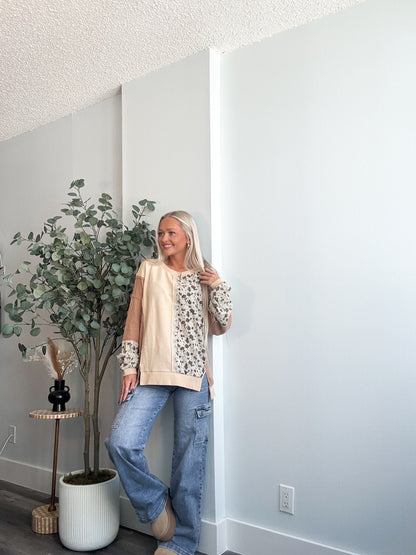 Coffee Club Floral Waffle Top