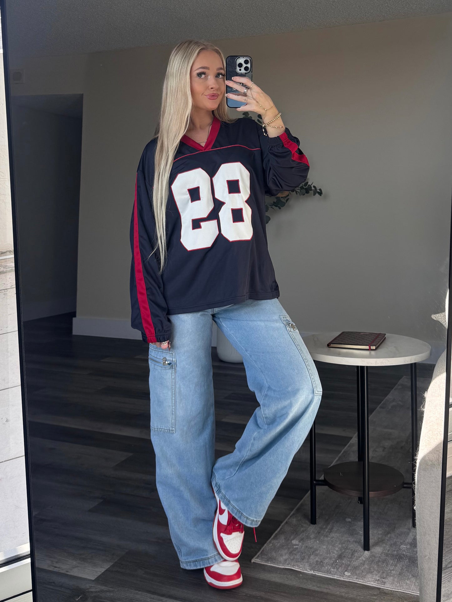 89 Red/ Navy Long Sleeve Jersey